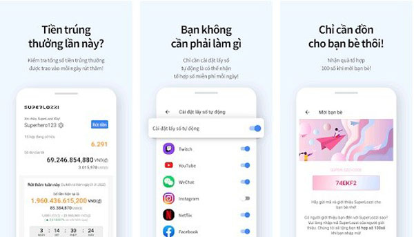 Các tính năng trong App SuperLozzi