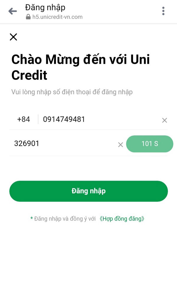 Bước 1: Truy cập trang web và đăng ký vay