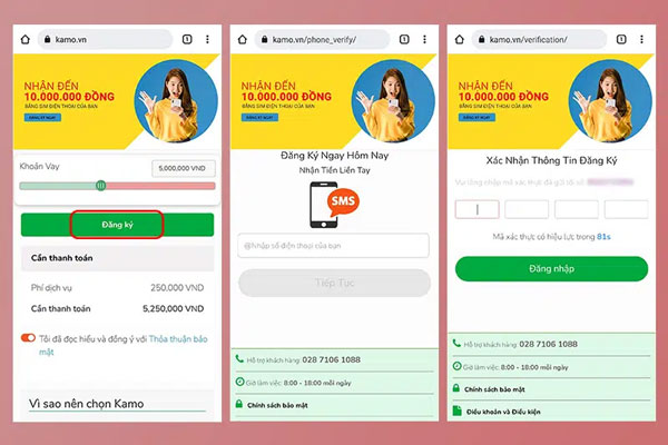 Hướng dẫn đăng ký vay tiền nhanh tại app Kamo