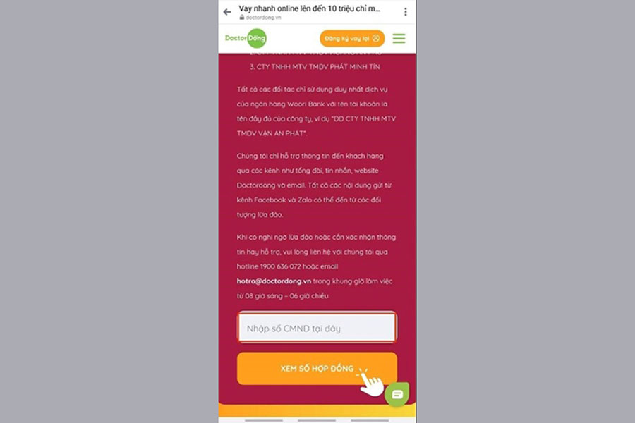 Cách kiểm tra hồ sơ vay Doctodong qua website